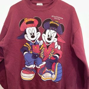 Vintage Mickey Minnie Mouse Large Sweatshirt 90s Disney-Sweatshirt Tultex y2k